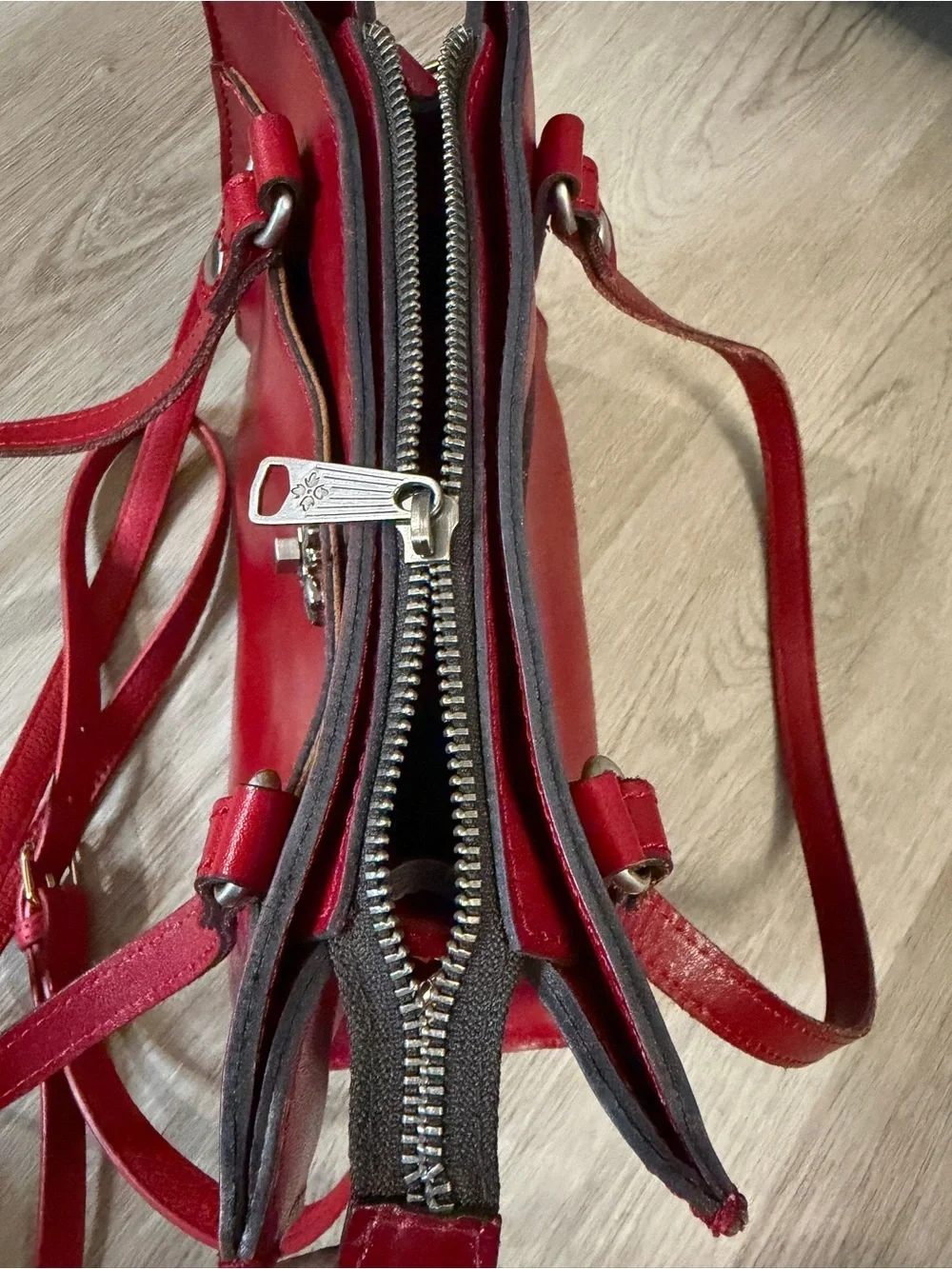 Patricia Nash Red Leather Shoulder Tote